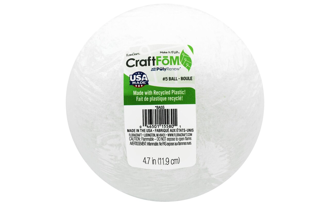 FloraCraft Foam CraftFom Ball Pkg 4.7&#x22; 1pc